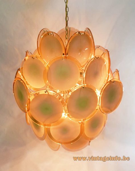 Gino Vistosi Salmon Pink Disc Chandelier 5