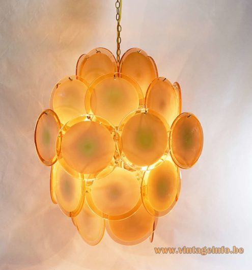 Gino Vistosi Salmon Pink Disc Chandelier 7