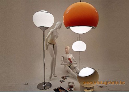 Harvey Guzzini Bud Pendant Lamp – 1968 Design: Studio 6G – Catalogue Picture + Flash & Clan Floor Lamps iGuzzini Bud pendant lamp, Flash & Clan floor lamp 1968 catalogue picture & design