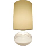 La Murrina table lamp design: Lino Tagliapietra clear white striped Murano glass base fabric lampshade 1960s 1970s
