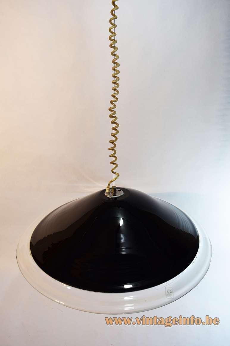 Leucos Melaina pendant lamp made in black & clear Murano glass, 1968 design by Renato Toso 