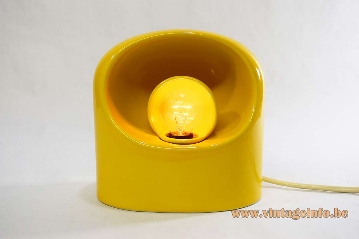 Marcello Cuneo table lamp yellow glazed ceramics made by Philips named Venezia 1970s design 1960s