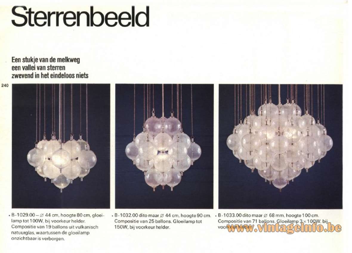 Raak Sterrenbeeld Ceiling Lamp, flush mount, hand blown clear glass balls, Catalogue picture