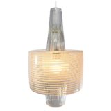 Aloys Ferdinand Gangkofner pendant lamp Venezia white striped clear glass Peill Putzler Raak 1950s 1960s MCM