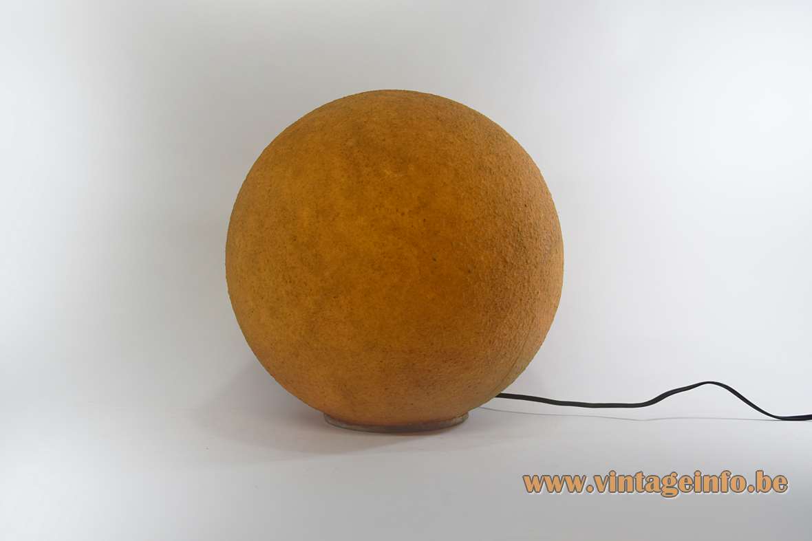 André Cazenave style floor lamp round globe lampshade faux stone rock Disderot France 1960s 1970s
