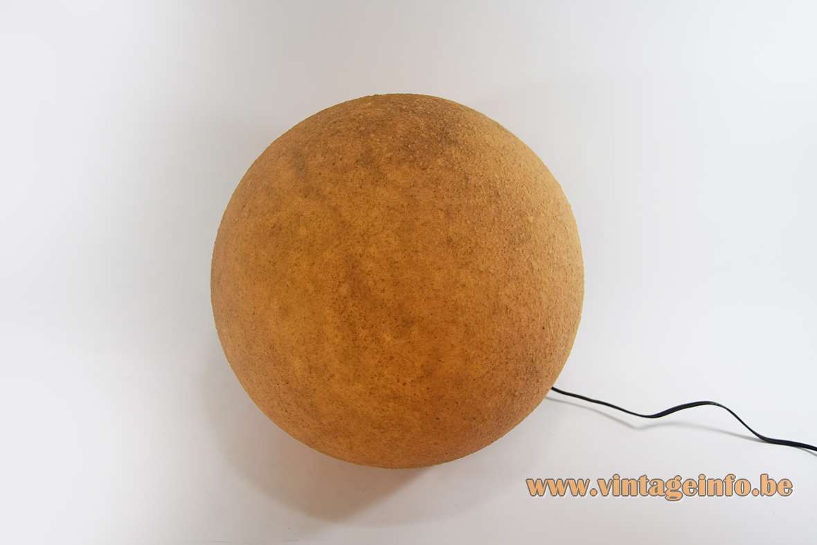André Cazenave style floor lamp round globe lampshade faux stone rock Disderot France 1960s 1970s