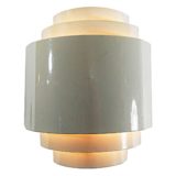 ANVIA wall lamp design: Jan Hoogervorst white painted curved metal slats lampshade 1960s E27 lamp socket