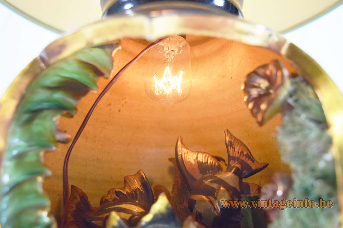 Cermonac Monaco table lamp tourist kitsch souvenir ceramic pot with starfish shellfish 1950s 1960s France