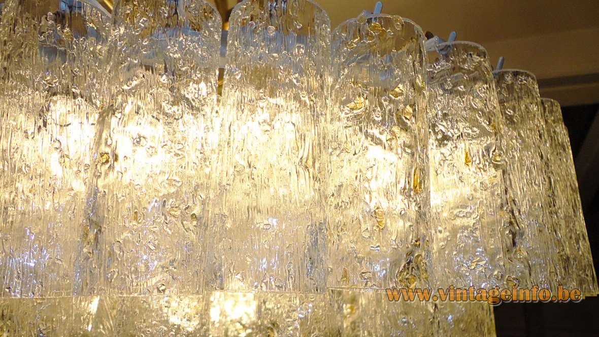 DORIA glass tubes chandelier with 60 swirled gold flake glass tubes hanging on a brass frame