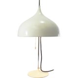 DORIA mushroom table lamp 1960s design: Klaus Slama aluminium lampshade chrome rod white base 1970s vintage