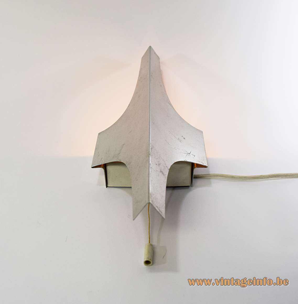 DORIA aluminium wall lamp elongated spiky metal lampshade E14 lamp socket Doria Leuchten Germany 1960s 1970s