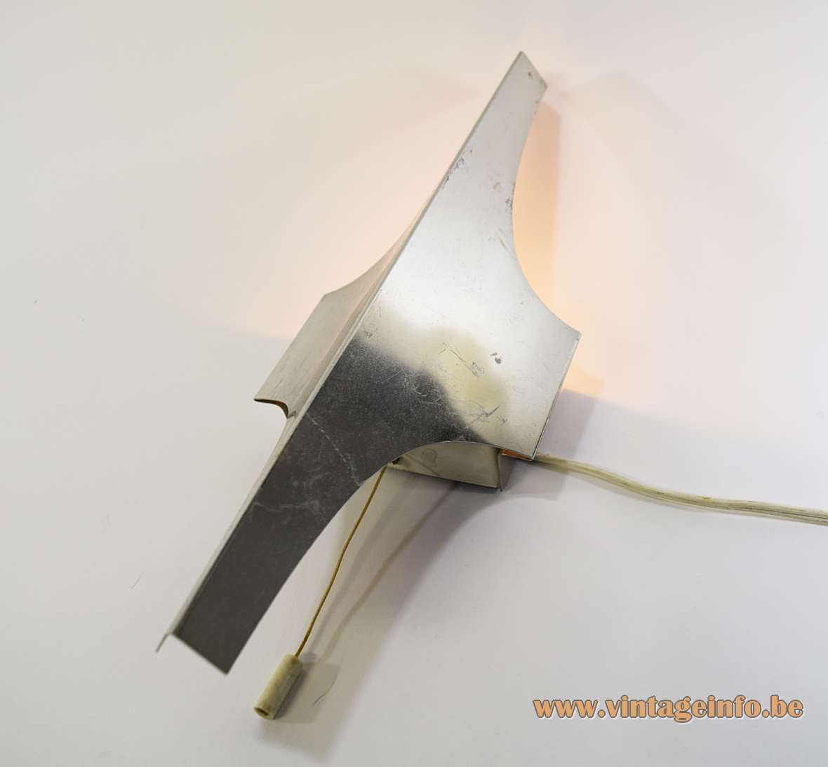 DORIA aluminium wall lamp elongated spiky metal lampshade E14 lamp socket Doria Leuchten Germany 1960s 1970s