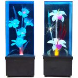 Fibreglass flower kitsch table lamps with a square black plastic base changing colours 1970s 1980s Massive