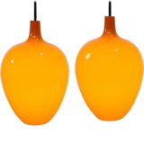 Jo Hammerborg Pompeï pendant lamp orange Holmegaard glass Fog & Morup Denmark 1960s 1970s vintage