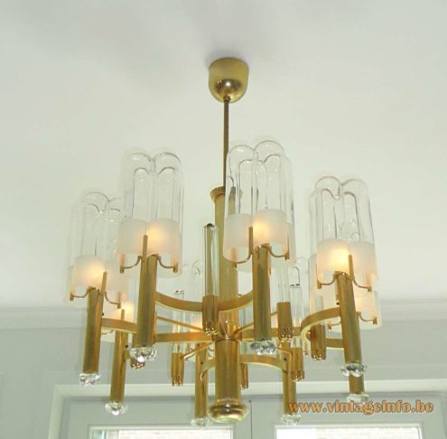 Gaetano Sciolari Brass Crystal Glass Chandelier 6