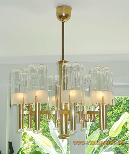 Gaetano Sciolari Brass Crystal Glass Chandelier 7