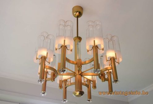 Gaetano Sciolari Brass Crystal Glass Chandelier 9