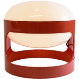 Joe Colombo KD 27 Kartell table lamp red plastic base white oval globe lampshade 1960s 1970s