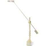 Memphis style zigzag desk lamp white & red plastic base & lampshade long rods Ettore Sottsass 1980s