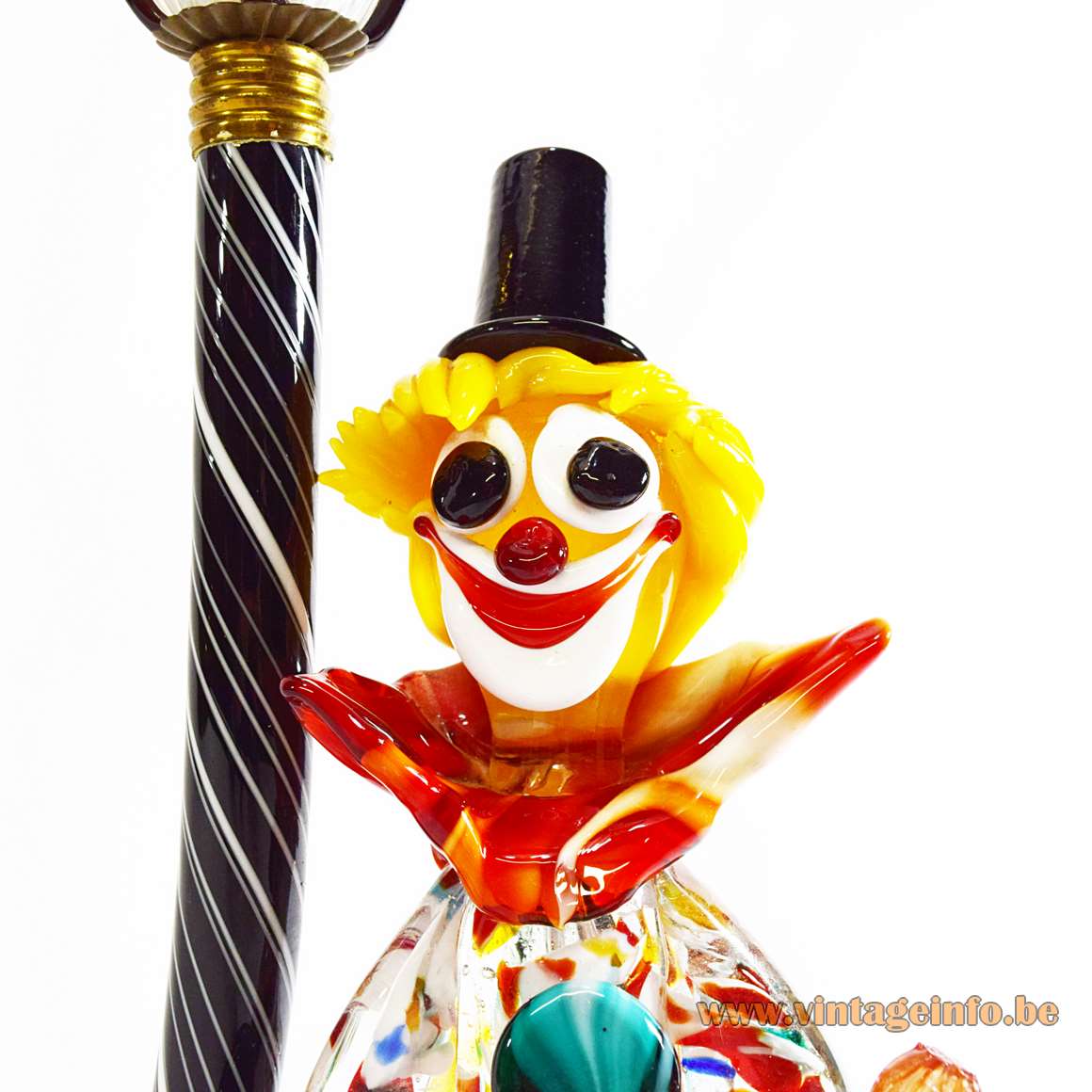 Murano Drunk Clown Table Lamp hand blown colourfull glass lamp post 1950s 1960s MCM Joska