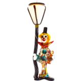 Murano drunk clown table lamp hand-blown colourfull glass figure street lamp post 1950s 1960s Italy