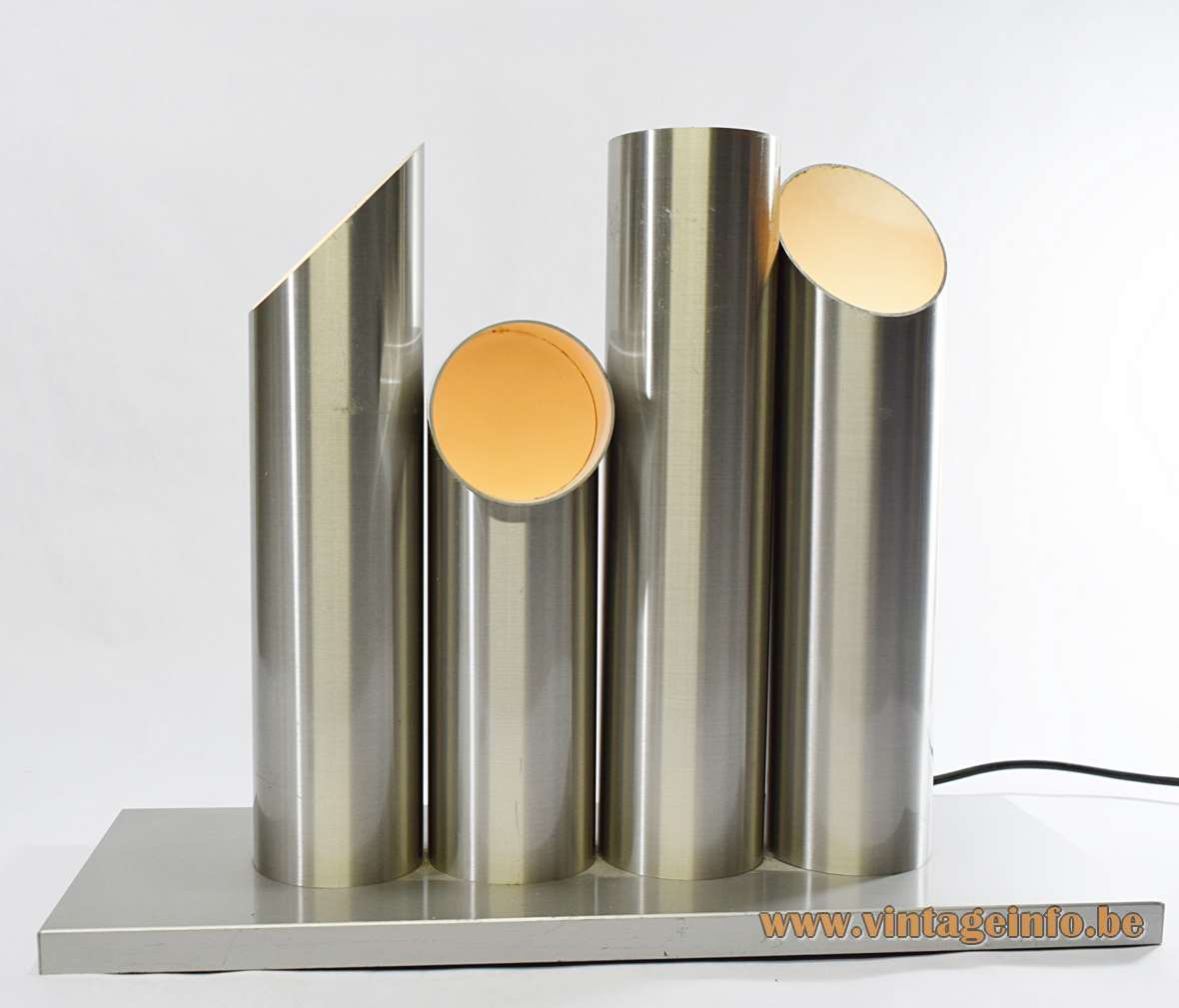 Raak Lichtsculptuur table lamp 4 brushed aluminium tubes design: Maurice Grothausen 1960s 1970s vintage E27 sockets