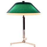 1960s Senior style desk lamp chrome tripod base green opal acrylic Perspex lampshade Jo Hammerborg president