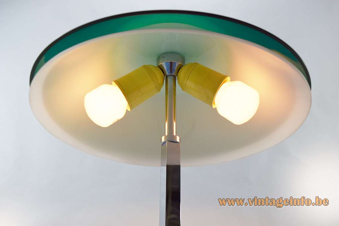 1960s Senior style desk lamp chrome tripod base green opal acrylic Perspex lampshade Jo Hammerborg president
