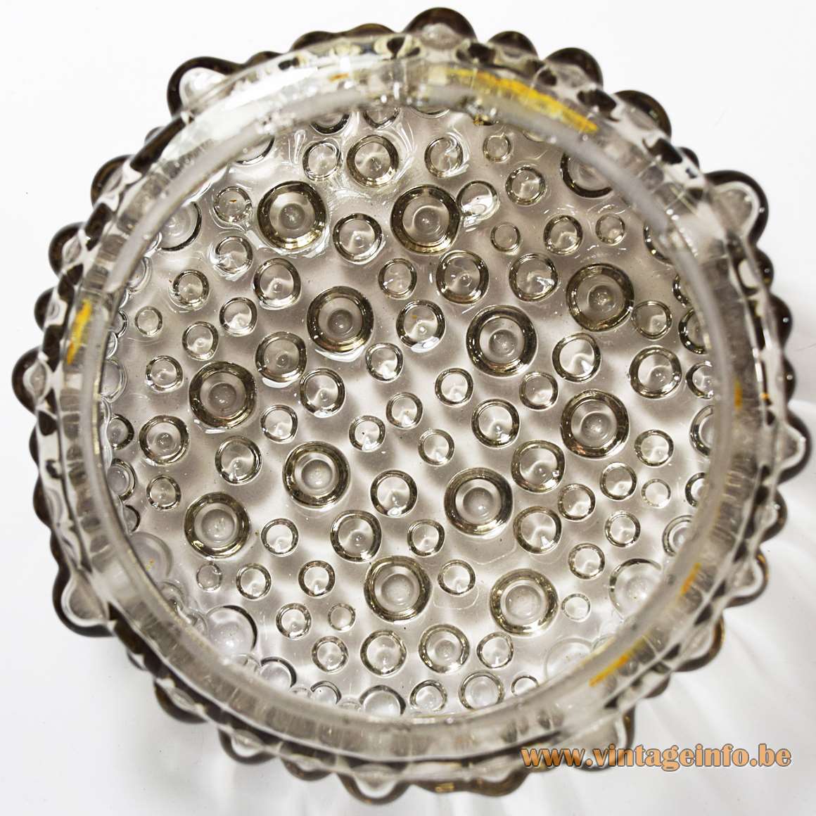 Staff Bubble Glass Flush Mount Or Wall Lamp round smoked embossed glass 1960s 1970s MCM