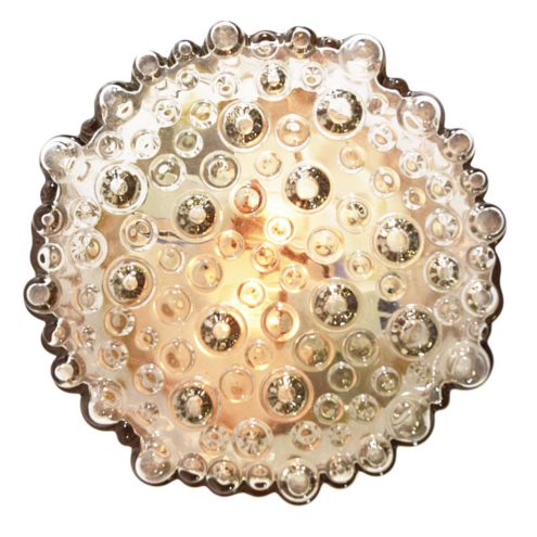 Staff bubble glass flush mount or wall lamp round smoked embossed glass lampshade 1960s 1970s Germany