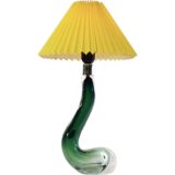 Val Saint Lambert swan table lamp biomorph green & clear glass conical lampshade 1950s 1960s VSL Belgium