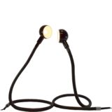 Valenti Hebi table lamps black plastic flexible goose-neck tube 1969 design: Isao Hosoe E14 lamp socket