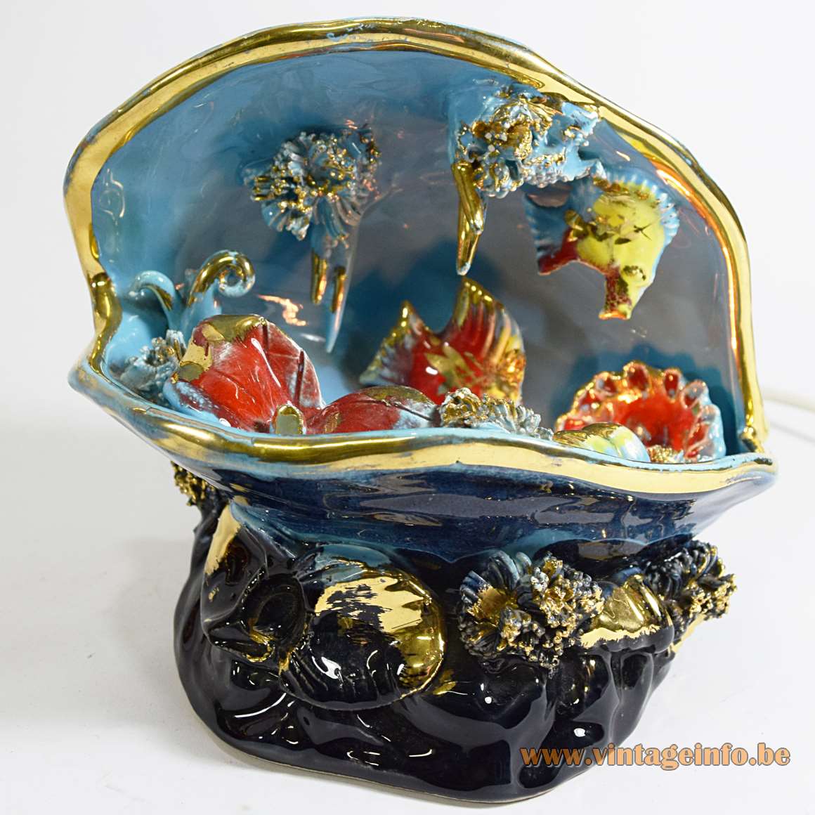 Vallauris Ceramic Fish Table Lamp tourist souvenir kitsch starfish shellfish 1950s 1960s France MCM