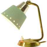 1950s perforated bedside lamp brass base & rod lampshade with diamond holes ERPEES Pfäffle Leuchten 1960s Germany