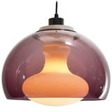 1970s opal & purple pendant lamp white glass diffuser acrylic lampshade 1960s Massive Belgium E27 socket