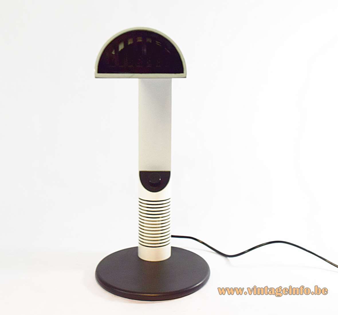 LUCI Abele desk lamp design: Gianfranco Frattini white metal tubes black plastic dimmer halogen 1970s Italy