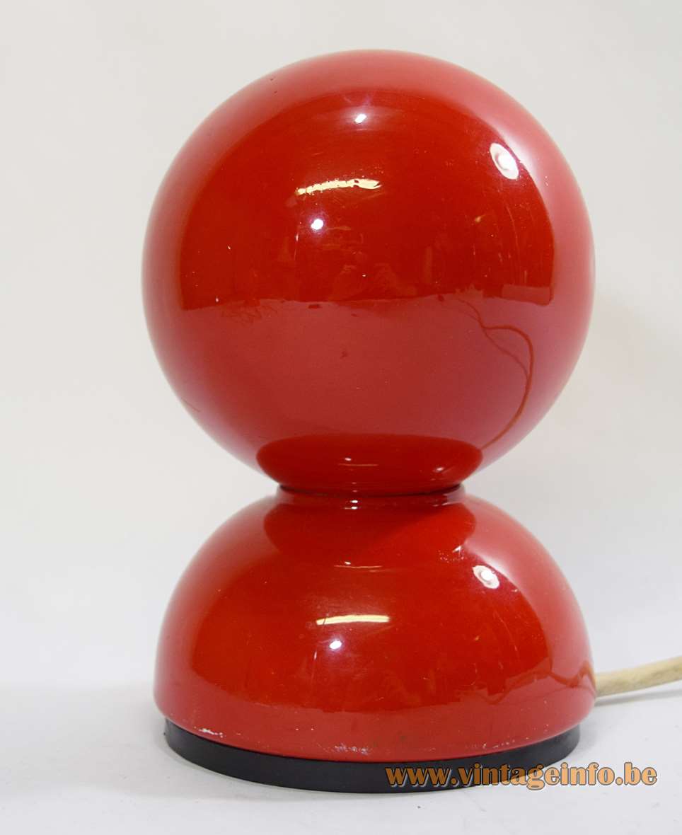 Artemide Eclisse table lamp 1965 design: Vico Magistretti red half round base aluminium globe white diffuser