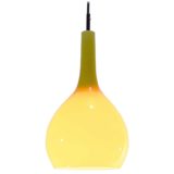 BASE Italy crystal glass pendant lamp vanilla yellow Murano globe style ampshade 1960s 1970s