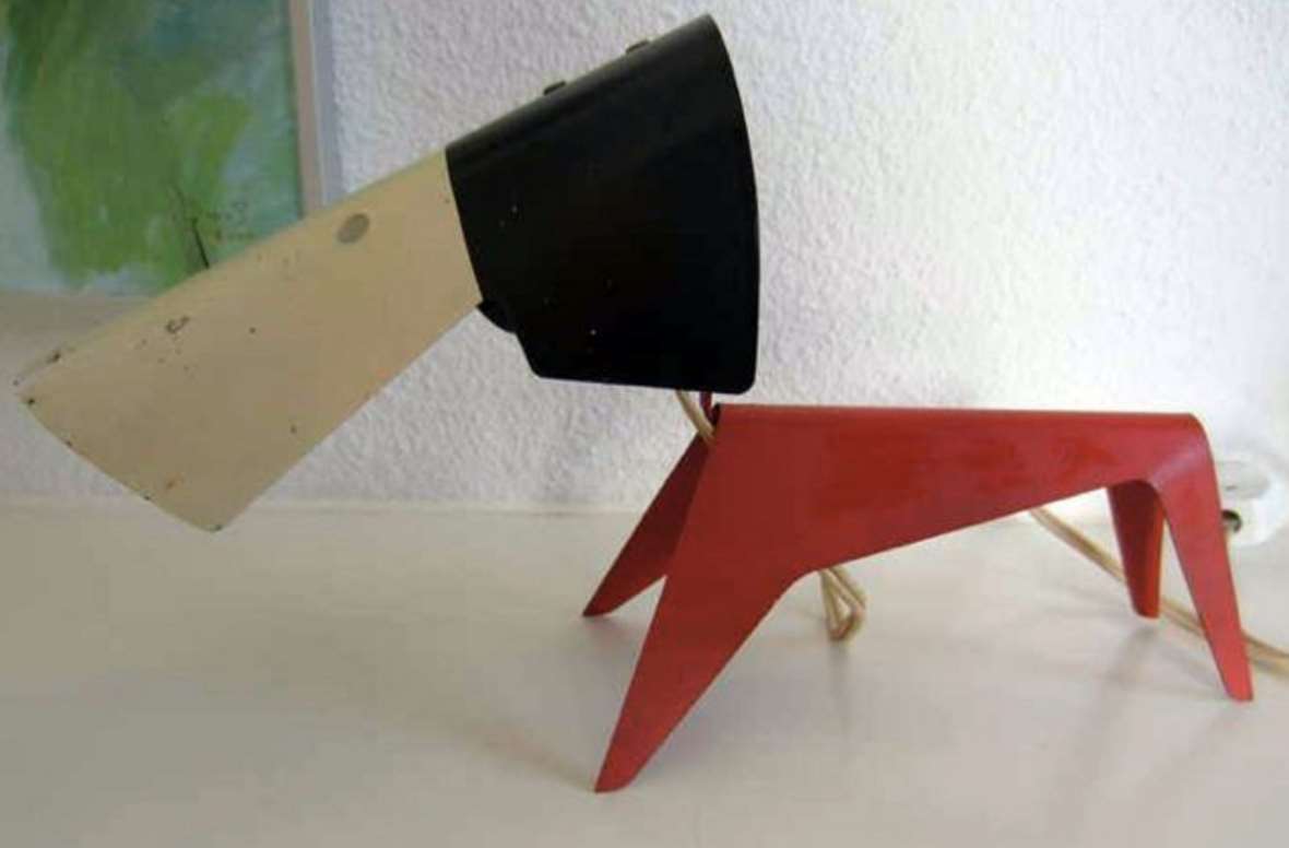 Boris Lacroix Disderot Dog lamp folded metal 1950s 1960s