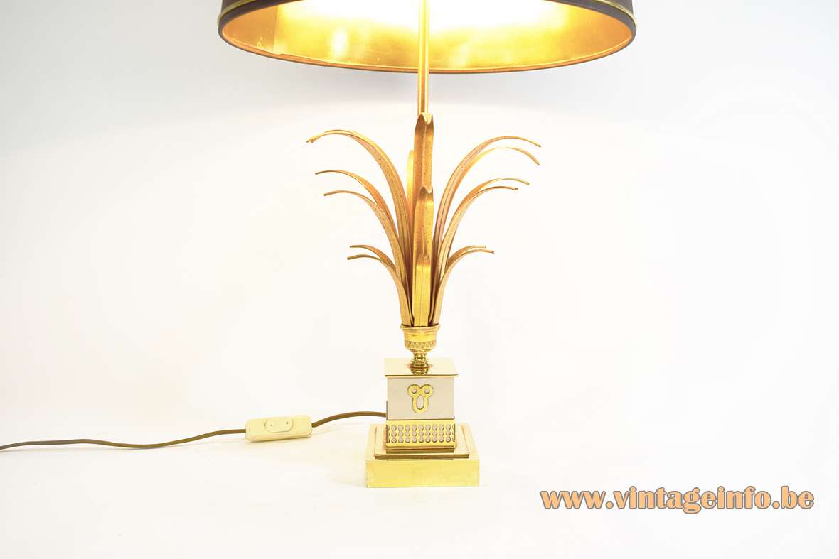 Boulanger brass & chrome reed table lamp or palm lamp in the Maison Charles style 1970s
