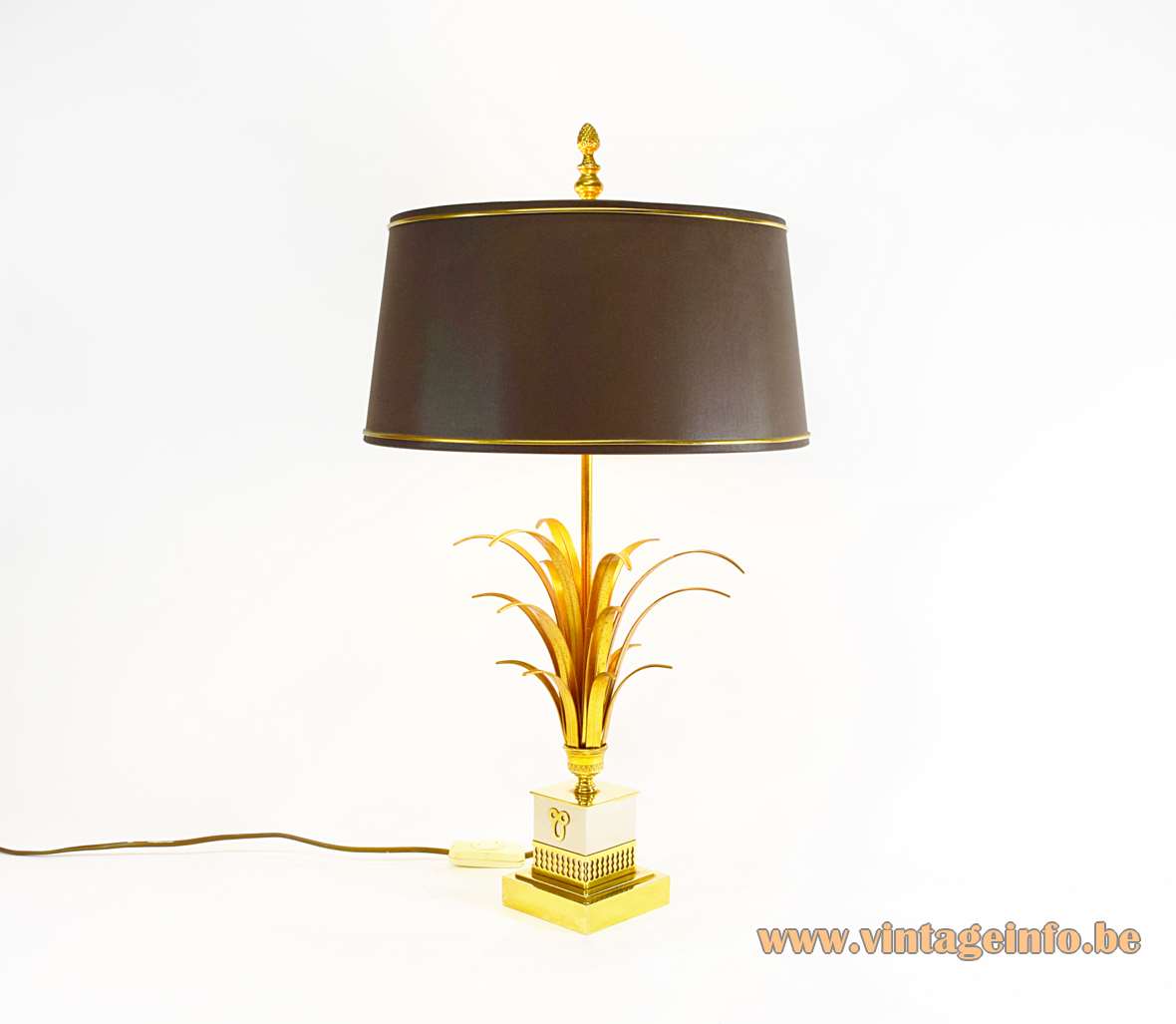Boulanger brass & chrome reed table lamp or palm lamp in the Maison Charles style 1970s