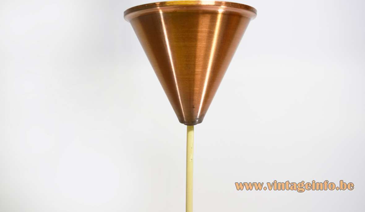 1960s copper wrinkle paint pendant lamp conical canopy Herda The Netherlands 1950s 