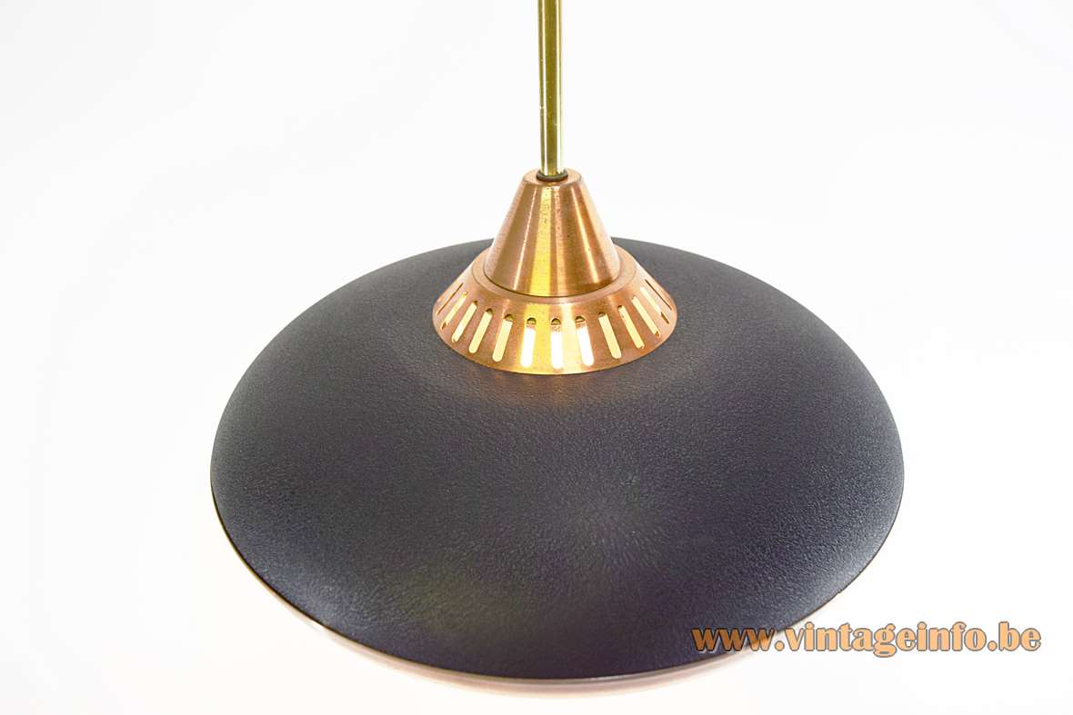 1960s copper wrinkle paint pendant lamp UFO lampshade perforated cone Herda The Netherlands E27 socket 1950s 