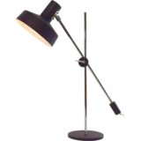 ANVIA counterweight desk lamp round metal base black lampshade 2 chrome rods wrinkle paint 1950s 1960s