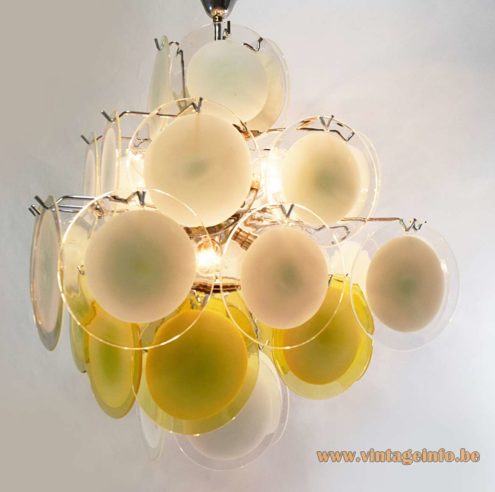 Gino Vistosi White Amber Discs Chandelier 3