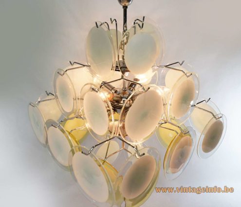 Gino Vistosi White Amber Discs Chandelier 5