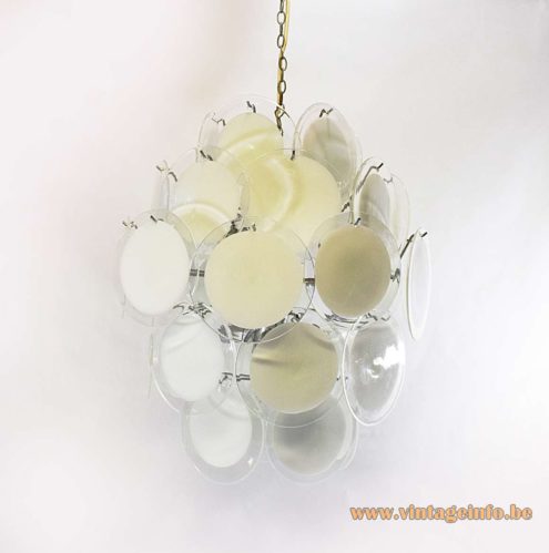 Gino Vistosi White Discs Chandelier - 36 discs - without the lights on