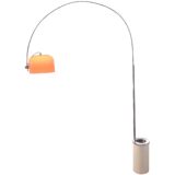 Harvey Guzzini Arc floor lamp aluminium round base ashtray chrome rod acrylic Perspex lampshade 1960s 1970s