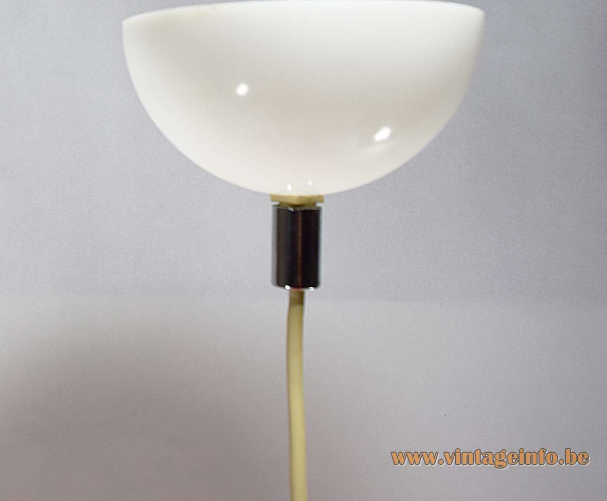 Harvey Guzzini Orione pendant lamp orange acrylic lampshade chrome nuts 1968 design: Lampa & Brazzoli white canopy