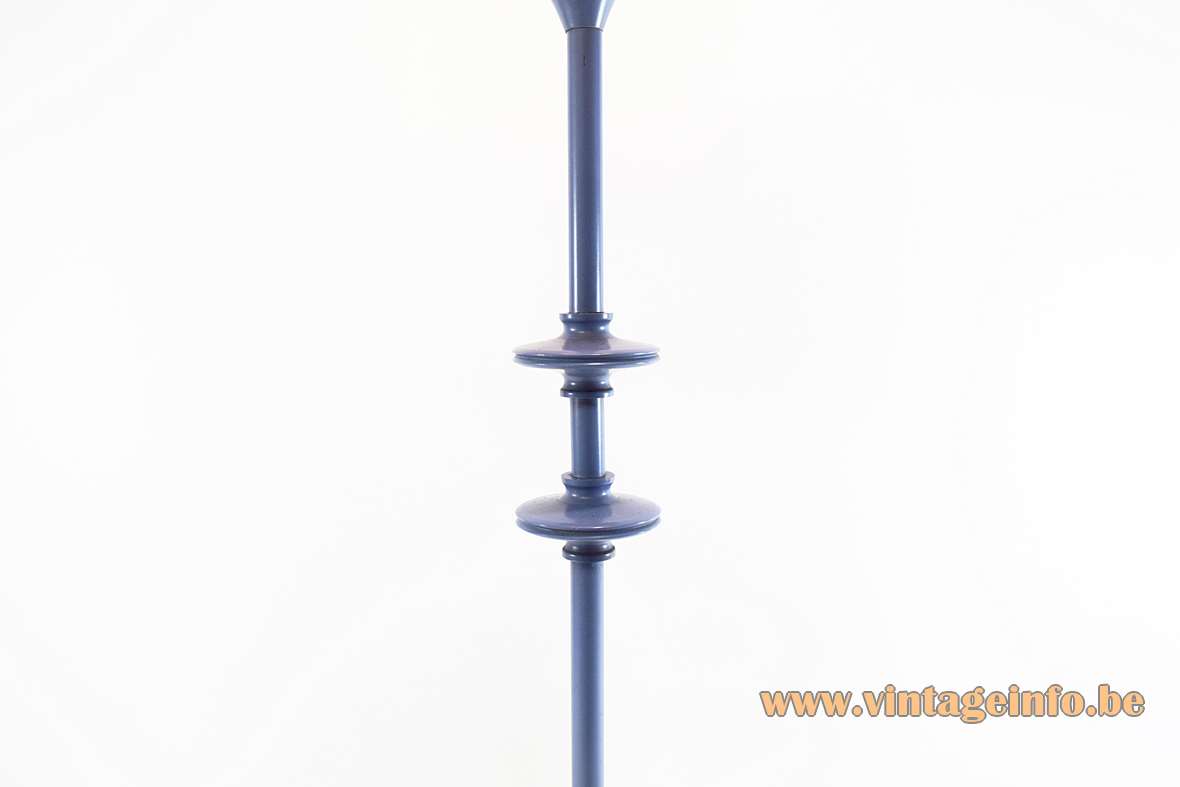 1960s indigo globe table lamp round base long purple metal rod opal glass sphere E14 socket